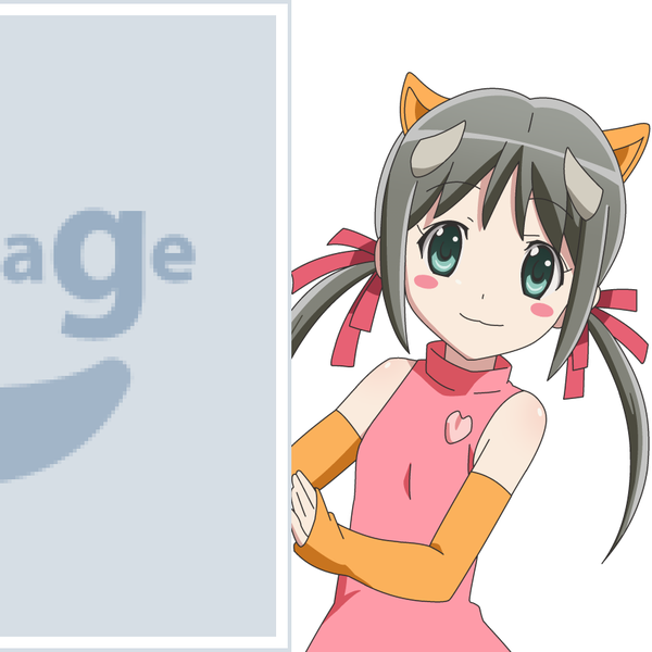 Anime picture 850x850 with etotama pixiv uri-tan mugen ouka single long hair looking at viewer blush fringe simple background white background twintails bare shoulders green eyes animal ears upper body horn (horns) grey hair :3 no image