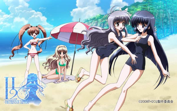 Anime picture 1680x1050 with h2o footprints in the sand zexcs wide image swimsuit