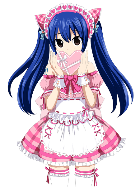 Anime picture 3600x4800 with fairy tail wendy marvell dhako889 single long hair tall image highres smile twintails bare shoulders brown eyes blue hair absurdres maid loli tattoo coloring transparent background girl thighhighs