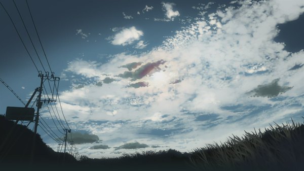 Anime picture 1920x1080 with 5 centimeters per second highres wide image sky cloud (clouds) no people landscape sun cable