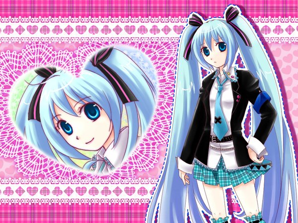 Anime picture 1024x768 with shugo chara! vocaloid hatsune miku crossover girl yutu