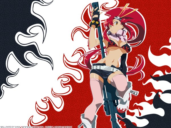 Anime picture 1600x1200 with tengen toppa gurren lagann gainax yoko littner light erotic girl gun