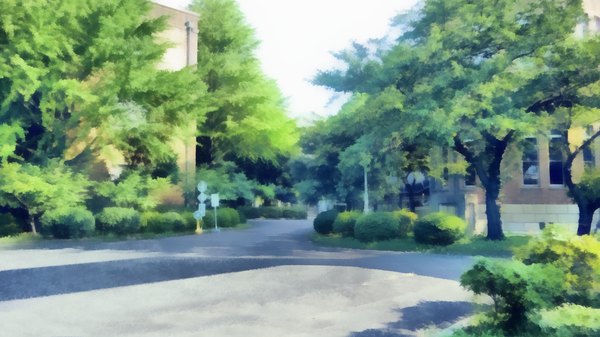 Anime picture 1280x720 with pocket ni koi o tsumete wide image game cg no people landscape plant (plants) tree (trees) house road