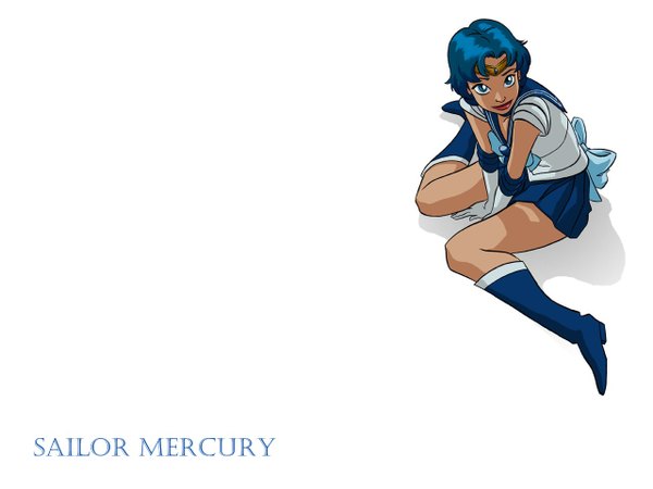 Anime picture 1280x960 with bishoujo senshi sailor moon toei animation mizuno ami sailor mercury laurenmontgomery single short hair blue eyes simple background white background blue hair girl boots sailor suit
