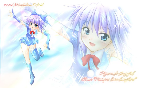 Anime picture 1920x1200 with touhou cirno highres wide image wallpaper zoom layer ice skating girl