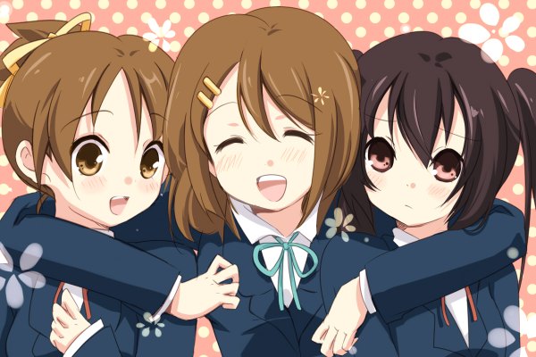 Anime picture 1200x800 with k-on! kyoto animation hirasawa yui nakano azusa hirasawa ui kokuro tagme