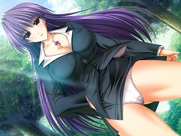 Anime picture 1024x768 with boin shima (game) light erotic red eyes game cg purple hair girl underwear panties