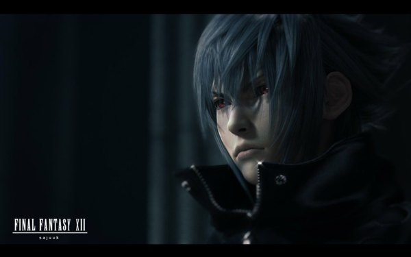 Anime picture 1440x900 with final fantasy final fantasy xii square enix noctis lucis caelum single short hair red eyes wide image blue hair realistic 3d boy choker