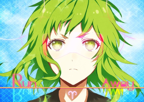 Anime picture 1200x848 with vocaloid gumi arisaka ako short hair green eyes green hair symbol-shaped pupils portrait face girl glasses star (symbol) goggles