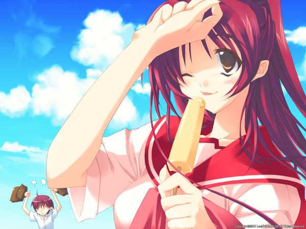 Anime picture 1280x960 with to heart 2 leaf (studio) kousaka tamaki popsicle tagme