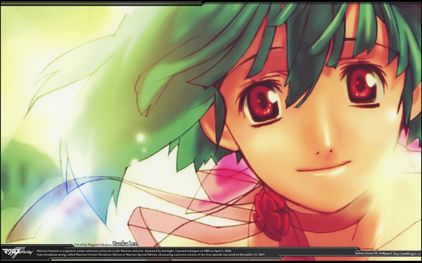 Anime picture 1920x1200 with macross macross frontier ranka lee highres red eyes wide image green hair
