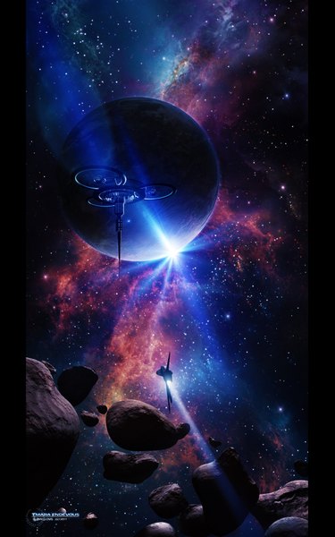 Anime picture 1200x1920 with original tsarye tall image inscription light no people space star (stars) planet spacecraft