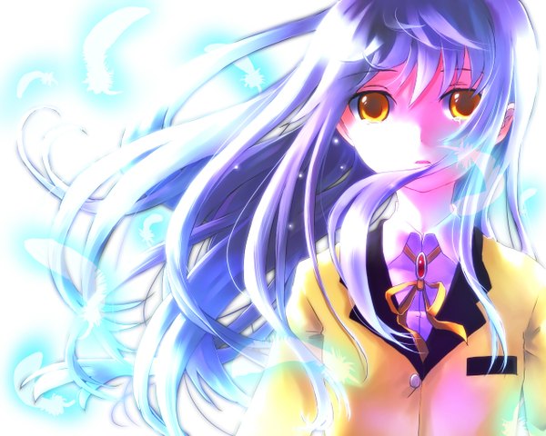 Anime picture 1280x1024 with angel beats! key (studio) tachibana kanade long hair yellow eyes silver hair tears girl serafuku