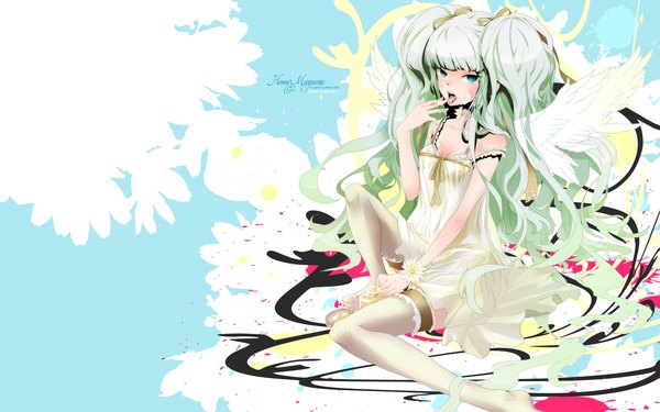 Anime picture 1920x1200 with plastick hiiragi ryou highres blue eyes wide image green hair girl honey marguerite