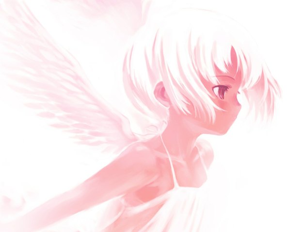 Anime picture 1280x1024 with kawata hisashi white background girl wings