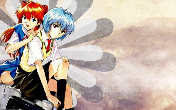 Anime picture 1920x1200 with neon genesis evangelion gainax soryu asuka langley ayanami rei highres wide image