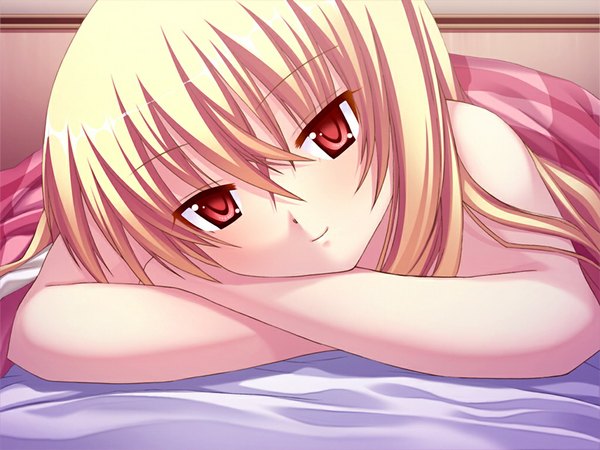 Anime picture 1024x768 with chuchu heaven blonde hair red eyes game cg loli girl