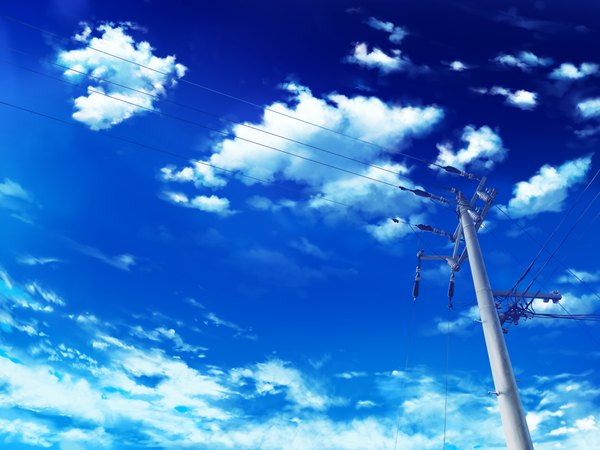 Anime picture 1024x768 with lovely x cation 2 hibiki works game cg sky cloud (clouds) wire (wires) power lines