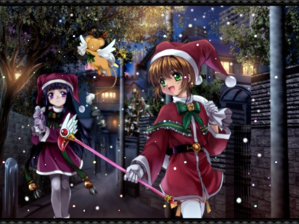 Anime picture 1600x1200 with card captor sakura clamp kinomoto sakura daidouji tomoyo kero (cardcaptor sakura) mutsuki (moonknives) fuuin no tsue