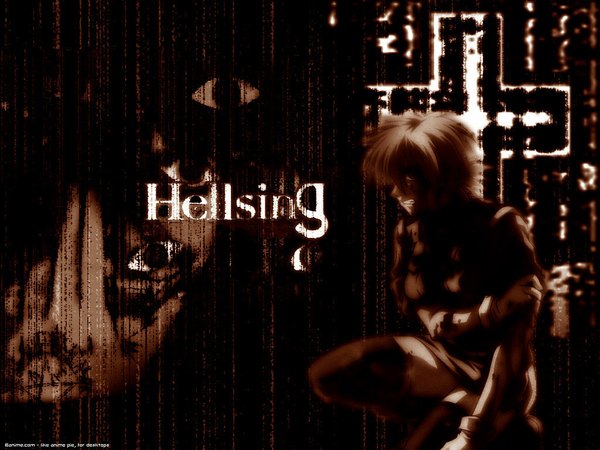 Anime picture 1024x768 with hellsing seras victoria wallpaper girl blood cross
