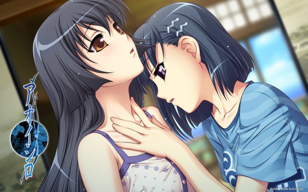 Anime picture 1920x1200 with aoi shiro osanai shouko sakurai ayashiro highres wide image shoujo ai