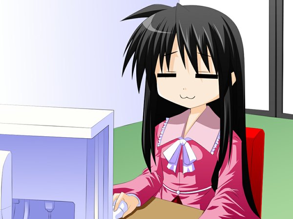 Anime picture 1024x768 with lucky star touhou kyoto animation houraisan kaguya izumi konata engo (aquawatery) :3 parody girl computer