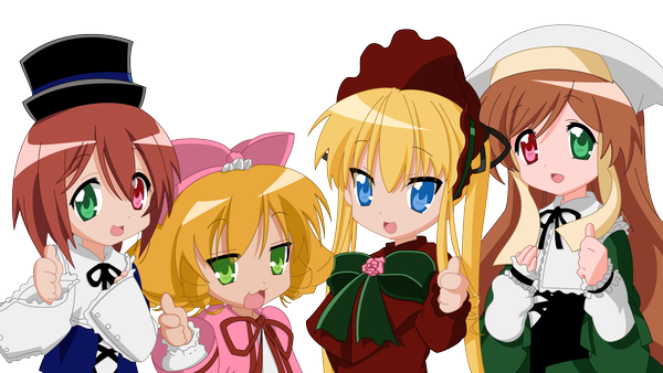 Anime picture 2100x1183 with lucky star rozen maiden kyoto animation izumi konata hiiragi kagami hiiragi tsukasa shinku takara miyuki suiseiseki souseiseki hina ichigo highres wide image transparent background vector parody girl