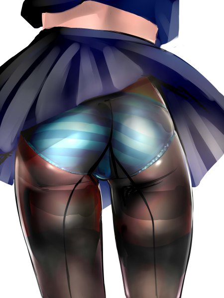 Anime picture 1800x2400 with original dodai shouji single tall image highres light erotic ass pov ass girl skirt uniform underwear panties school uniform pantyhose striped panties