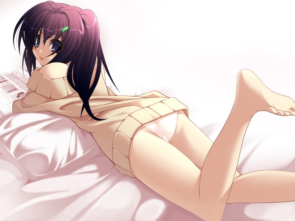 Anime picture 1900x1425 with highres light erotic underwear panties bed