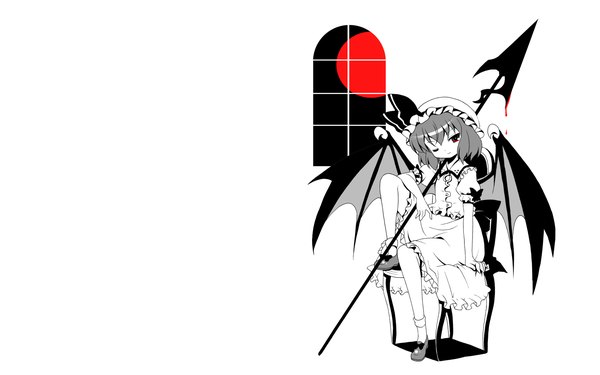 Anime picture 1440x900 with touhou remilia scarlet michii yuuki single wide image white background third-party edit multicolored extended girl spear the gungnir