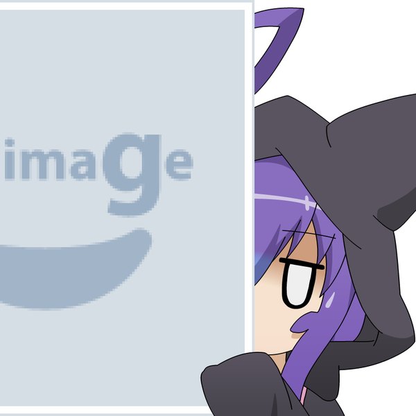 Anime picture 850x850 with acchi kocchi pixiv miniwa tsumiki mugen ouka single long hair looking at viewer simple background white background animal ears purple hair ahoge long sleeves cat ears o o no image girl hood