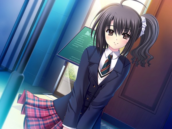 Anime picture 1200x900 with oretachi ni tsubasa wa nai we're not wings - afterstory (game) ootori naru black hair brown eyes game cg ahoge one side up girl serafuku