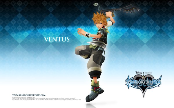 Anime picture 1920x1200 with kingdom hearts square enix roxas single highres short hair blue eyes blonde hair wide image realistic rhombus boy weapon wristlet