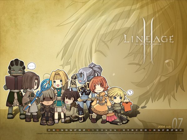 Anime picture 1280x960 with lineage (game) chibi calendar tagme