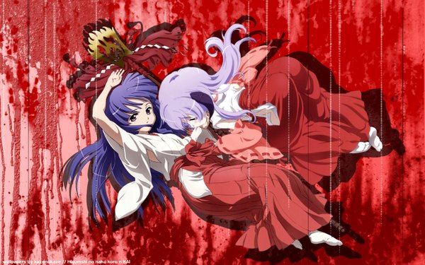 Anime picture 1440x900 with higurashi no naku koro ni studio deen furude rika hanyuu light erotic wide image signed