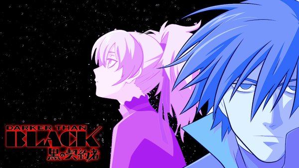 Anime picture 1366x768 with darker than black studio bones yin (darker than black) hei (darker than black) wide image