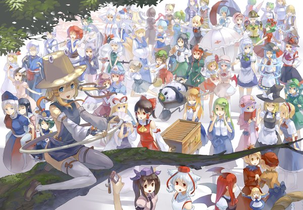 Anime picture 1591x1106 with touhou hakurei reimu flandre scarlet remilia scarlet kirisame marisa izayoi sakuya konpaku youmu patchouli knowledge yakumo yukari kochiya sanae saigyouji yuyuko shameimaru aya alice margatroid cirno komeiji koishi reisen udongein inaba hinanawi tenshi komeiji satori inubashiri momiji myon