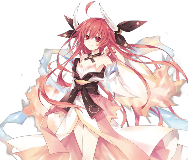 Anime picture 1600x1360 with date a live itsuka kotori single long hair smile red eyes pink hair horn (horns) transparent background girl dress bow hair bow shawl