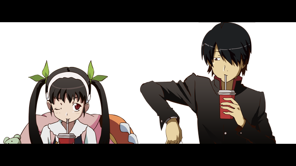 Anime picture 3840x2160 with bakemonogatari shaft (studio) monogatari (series) araragi koyomi hachikuji mayoi highres wide image