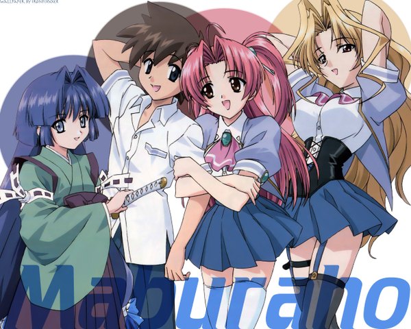 Anime picture 1280x1024 with maburaho j.c. staff miyama yuuna kamishiro rin kazetsubaki kuriko shikimori kazuki copyright name girl