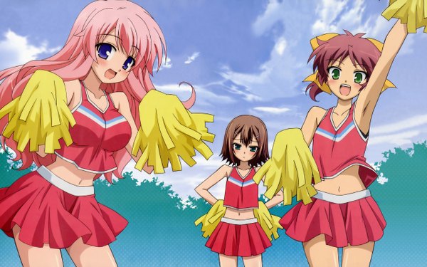 Anime picture 2560x1600 with baka to test to shoukanjuu silver link kinoshita hideyoshi himeji mizuki shimada minami highres wide image multiple girls otoko no ko girl boy 2 girls