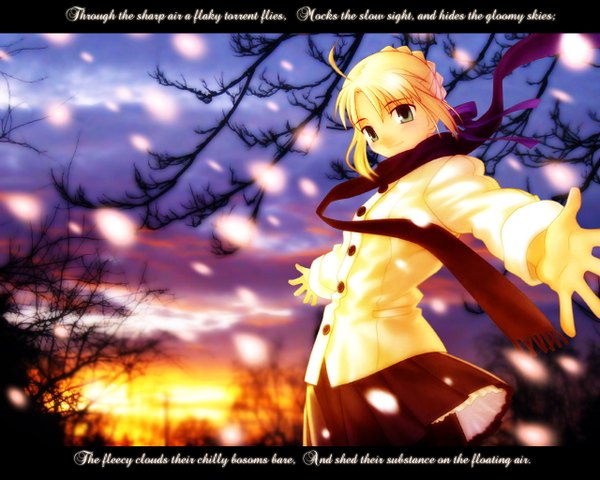 Anime picture 1280x1024 with fate (series) fate/stay night studio deen type-moon artoria pendragon (all) saber long hair blonde hair girl