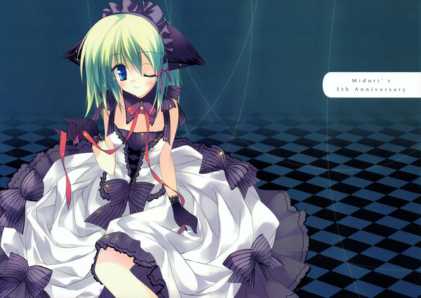 Anime picture 5896x4178 with rei (rei's room) highres scan cat girl lolita fashion girl midori