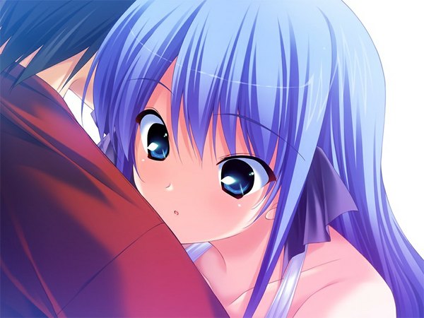 Anime picture 1024x768 with hoshiuta yamabuki renge fumio (ura fmo) long hair blue eyes blue hair game cg girl