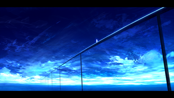 Anime picture 1760x990 with original mks single highres wide image sky letterboxed scenic silhouette