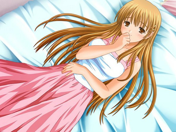 Anime picture 1024x768 with raspberry yuzuki sanae nekonyan long hair game cg orange hair orange eyes girl