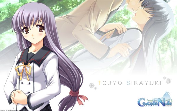 Anime picture 1680x1050 with concerto note (game) tojyo sirayuki long hair wide image brown eyes purple hair girl serafuku