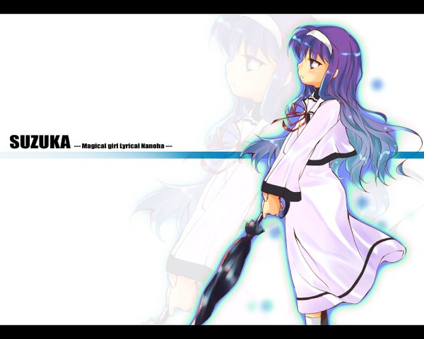 Anime picture 1280x1024 with mahou shoujo lyrical nanoha tsukimura suzuka letterboxed closed umbrella girl umbrella tagme