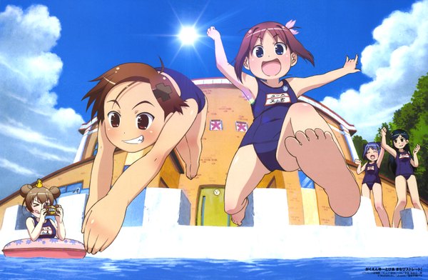 Anime picture 6193x4047 with gakuen utopia manabi straight highres absurdres scan swimsuit one-piece swimsuit school swimsuit