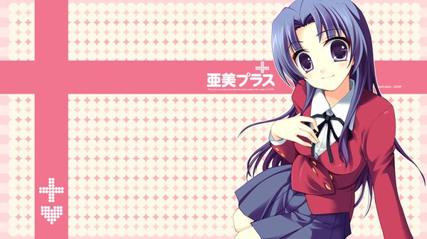 Anime picture 1920x1080 with toradora j.c. staff kawashima ami highres wide image purple eyes blue hair girl serafuku